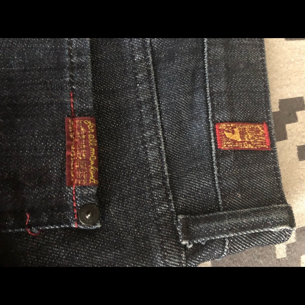 7 for all man kind dark denim cropped jeans